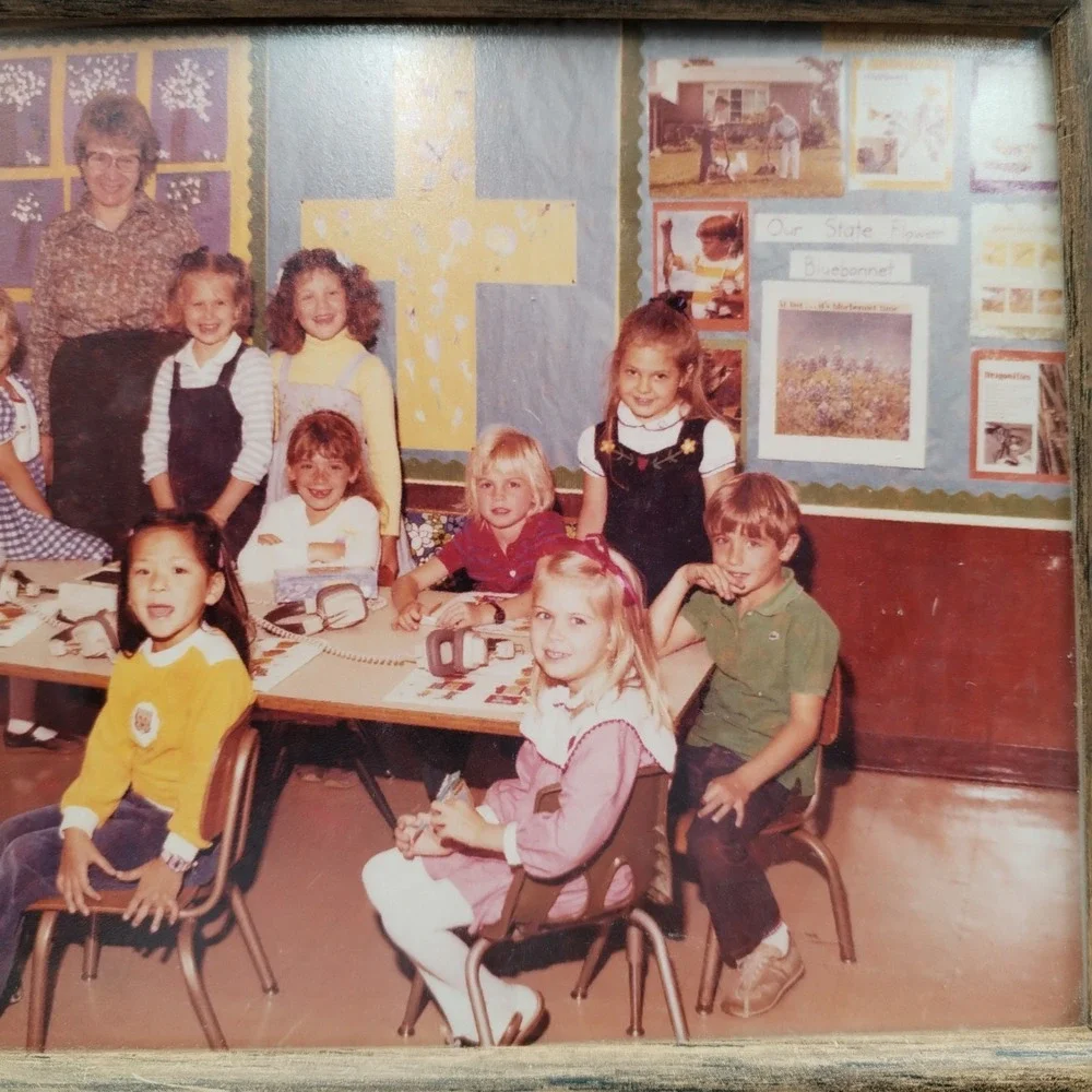 Lot of 2 Vintage 1970s/1980s Kindergarten / Preschool Class Photographs in Frame